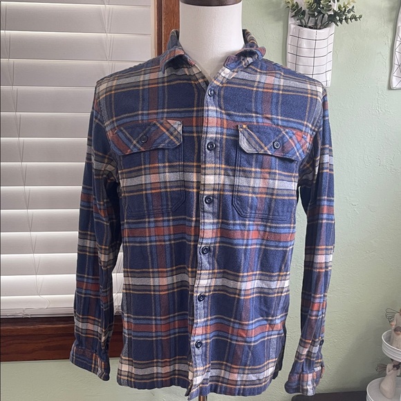 Patagonia Other - Patagonia Men's Blue and Orange Plaid Shirt